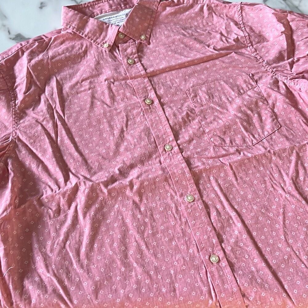 Banana Republic Slim Fit Lux Poplin Short Sleeve Mens XL
